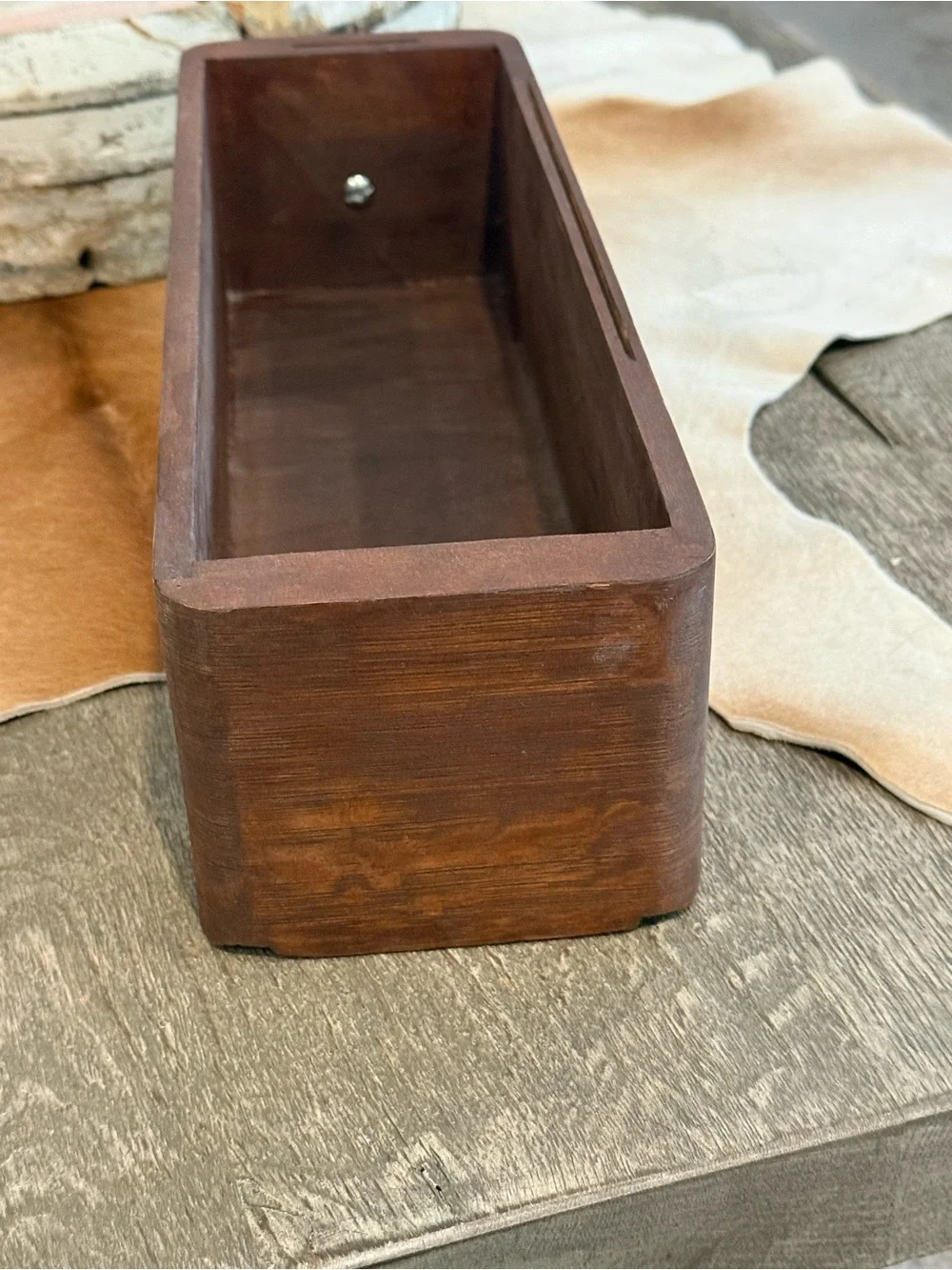 Vintage Sewing Wood Drawer Tray Organizer - Brown